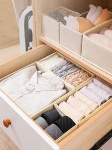 1/3/6pcs Reinforced Non-Woven Fabric Laundry Board, Foldable Storage Box, Drawer Organizer, Wardrobe Organizer, Desktop Miscellaneous Organizer Box - Beige - View 7