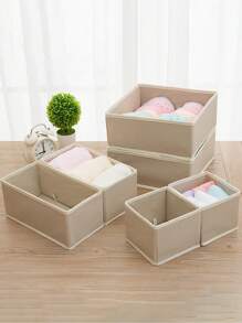 1/3/6pcs Reinforced Non-Woven Fabric Laundry Board, Foldable Storage Box, Drawer Organizer, Wardrobe Organizer, Desktop Miscellaneous Organizer Box - Beige - View 2
