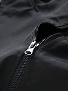 Men's Lightweight Hooded Printed Jacket - Black - View 6