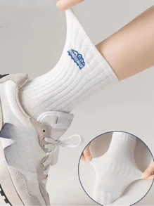 4pairs Solid Color Thin Mid-Calf Sports Socks For Men And Women, Outdoor Active Wear Basketball Brand