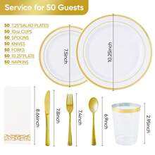 Nalupatio 350 Piece Cutlery Set, Capable Of Accommodating 50 Guests, Disposable Plastic Board, Suitable For Gatherings - 金色 - 查看 2