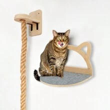 1 件壁挂式猫爬架，带剑麻绳的猫壁架，用于玩耍、攀爬和抓挠，木制猫家具带安装工具，最大承重 12 公斤（26 磅） - 薑色 - 查看 3