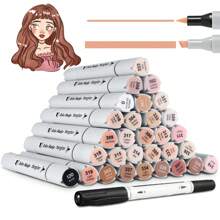 Hangfan Skin Color Marker Pen, 30 Piece Flesh Colored Alcohol Art Marker Pen Set With Dual Head Brush, Suitable For Professional Artists To Draw Sketches, Illustrations, Portraits, Comics, Anime Coloring - 彩色 - 查看 1
