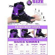 Adults Adjustable Inline Skates, Safe And Durable Roller Skates With Giant Wheels, High Performance Professional Skates For Men Women - 紫色 - 查看 6