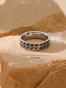 1pc Stainless Steel Fashionable Hip Hop Diagonal Sawtooth Stripe Pattern Men's Rings Jewelry For Daily Commute Accessory - Ring - View 4