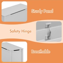 Valentines  Wooden Kids Toy Box Toy Storage With Safety Hinged Lid, White Color, Ages 2+, Spacious Toy Box With Easy Assembly, Size 31.50" X 13.00" X 16.70"White/Brown/Grey