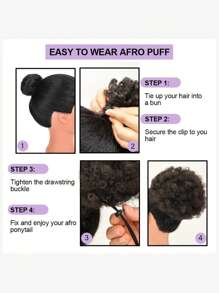 8-Inch Women's Afro Shaggy Drawstring Ponytail Synthetic Curly Bun Wig Suitable For Basic African Updos - Brown - View 8