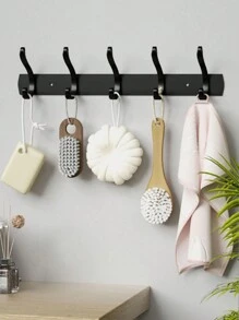 1 pieza Estante de almacenamiento montado en la pared, organizador sobre la puerta, percha para toallas y ropa, accesorios para armario, clóset, baño, cocina, dormitorio y oficina - Negro - Ver 2