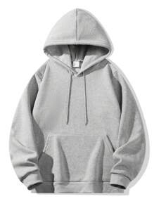 Customized Personalized Men's Autumn & Winter Hoodies Casual Thin Velvet Round-Neck Loose Hooded Sweatshirt With Pattern Design - Add Your Own Images (Family Photo/Selfie/Pet Photo/Friend Photo/Lover Photo/Girlfriend Photo) And Your Text To Design Your Personalized Printed Hoodies ﻿ - Grey - View 4