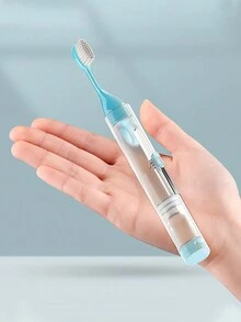 1pc Travel Toothbrush With Case, Portable Mini Folding Toothbrush Set For Office Use - Multicolor - View 1
