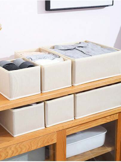 1/3/6pcs Reinforced Non-Woven Fabric Laundry Board, Foldable Storage Box, Drawer Organizer, Wardrobe Organizer, Desktop Miscellaneous Organizer Box