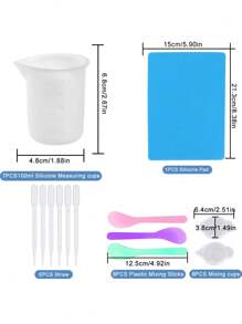 Silicone Measuring Cups Tool Kit For Resin, Non-Stick100ml Epoxy Mixing Cups, Reusable Resin Supplies With Silicone Mat, Stir Sticks, Cups For Resin, Molds, Jewelry Making