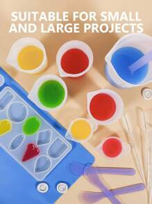 Silicone Measuring Cups Tool Kit For Resin, Non-Stick100ml Epoxy Mixing Cups, Reusable Resin Supplies With Silicone Mat, Stir Sticks, Cups For Resin, Molds, Jewelry Making