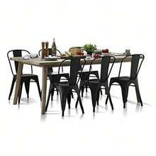 Metal Dining Chairs Set Of 4 Indoor Outdoor Patio Chairs Stackable Kitchen Chairs With Back Restaurant Chair 330 LBS Capacity - Black - View 6