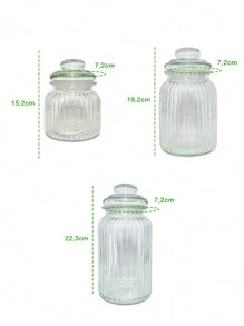 Decorative Glass Jar Airtight Lid Candy Holder Round Fluted Food Storage Kitchen - 透明的 - 查看 8