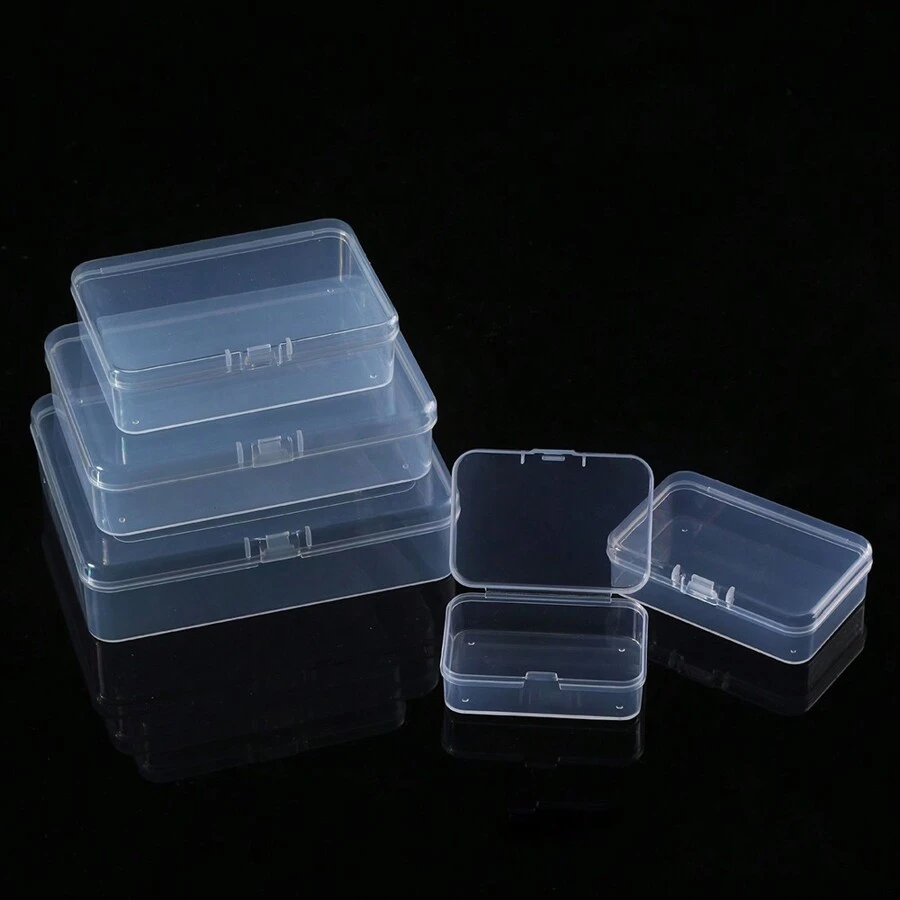 1/5个带盖塑料收纳盒，5种尺寸可选，用于收纳小物件、珠子、游戏配件、名片、耳环、戒指、项链、吊坠、工艺用品等。 - 透明塑膠收納盒 - 查看 1