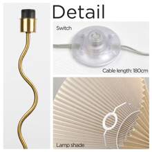 KUNJOULAM Modern Pleated Floor Lamp, Black Pole Floor Lamps, Simple Design Tall Lamp With Adjustable Beige Lampshade, Standing Lamp For Living Room, Bedroom, Office, Home (Without Bulb) - Xem 4