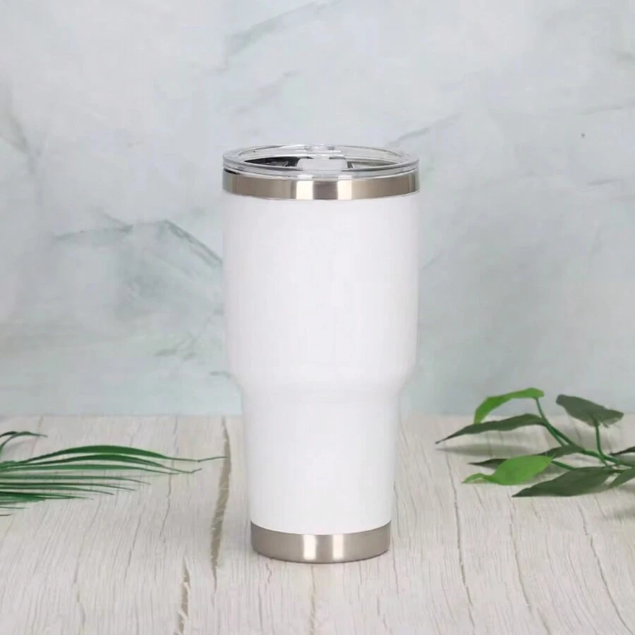 Vaso De Vacío Con Tapa, Botella De Agua Térmica De Acero Inoxidable, Vasos Portátiles Para Coche, Vasos De Agua, Vasos De Verano E Invierno, Accesorios De Viaje, Artículos De Cocina Para El Hogar - Blanco - Ver 1