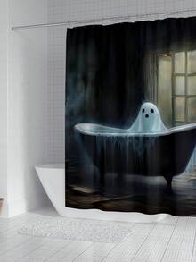 Rèm tắm Halloween, Rèm tắm họa tiết ma, Ma trong bồn tắm, Đồ trang trí nhà đáng sợ, Rèm tắm polyester chống thấm nước đi kèm 12 móc, Có thể giặt bằng máy, Không lót, Dệt, Phù hợp với mọi mùa - 71x71 inch - Đồ trang trí Halloween hoàn hảo - Nhiều màu - Xem 2