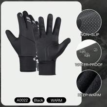 Kyncilor 1 Pair Of Gray And Black Outdoor Sports Style Warm Reflective Gloves For Men And Women In Winter, With A Reflective Strip Design On The Back Of The Hand, Reflective Riding Gloves At Night, Thick Shock-Absorbing And Anti Slip Palm Pad, Two Finger Touch Screen Gloves, Soft And Wear-Resistant Fabric Suitable For Fitness, Running, Weightlifting, Volleyball, Badminton, Skiing, Cycling, Mountain Climbing, Dancing, Outdoor Camping, Fishing, Electric Bike, Thick Windproof Gloves - Multicolor - View 16