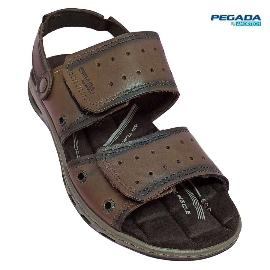 Pegada Men's Aniline Leather Sandal With 3 Types Of Adjustments - Màu nâu Mocha - Xem 1