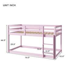 Twin Over Twin Loft Bunk Bed With Ladder, Wood Floor Bunk Bed With Full-Length Guardrails, Bunk Bed For Boys, Girls, Grey/White/Espresso/Pink/Natural - Hồng - Xem 9