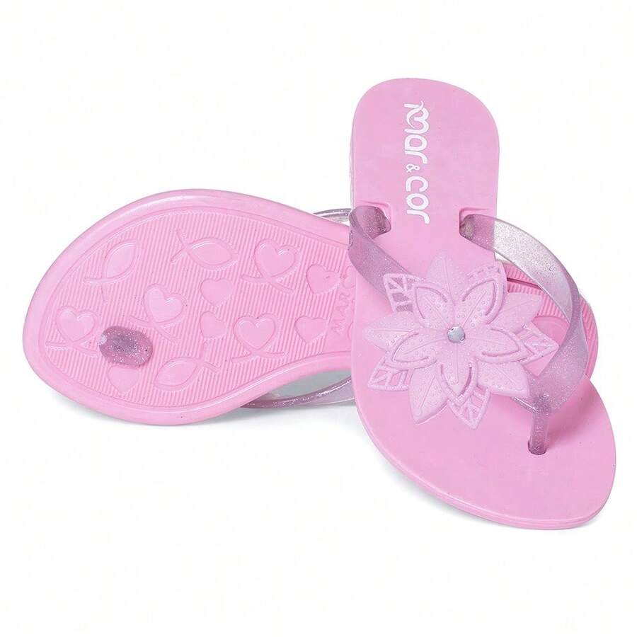 Mar&Cor Maresia Flor Kids Girl's Flip Flops Sea&Cor - 淺粉色 - 查看 1