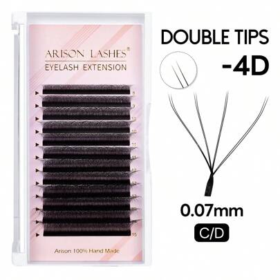 ARISON 12 Fileiras de Cílios D Curl de Ponta Dupla 4D no Formato W, 8-15 mm Cílios YY Pré-Feitos Volume, Extensão de Cílios Ultrafina Fácil de Enxertar, Atacado