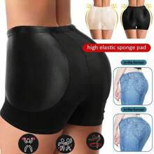 运动户外女士加垫三角裤，提臀塑形，臀部和裆部提升，加垫平角三角裤，塑形内裤，健身配件，黑色春季款 - 黑色 - 查看 2