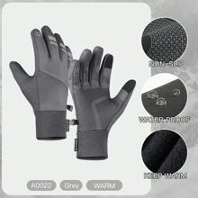 Kyncilor 1 Pair Of Gray And Black Outdoor Sports Style Warm Reflective Gloves For Men And Women In Winter, With A Reflective Strip Design On The Back Of The Hand, Reflective Riding Gloves At Night, Thick Shock-Absorbing And Anti Slip Palm Pad, Two Finger Touch Screen Gloves, Soft And Wear-Resistant Fabric Suitable For Fitness, Running, Weightlifting, Volleyball, Badminton, Skiing, Cycling, Mountain Climbing, Dancing, Outdoor Camping, Fishing, Electric Bike, Thick Windproof Gloves - Multicolor - View 12