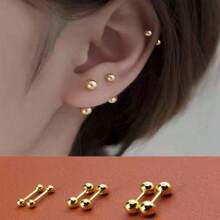 SENLANSP 3 Pairs Stainless Steel Bean Earrings For Men, Women Simple Silver Color Ball Stud Earrings For Boys 3/4/5mm Set