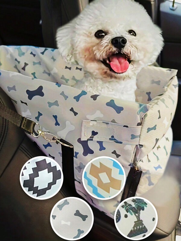 1pc Multifunction Printed Center Console Pet Booster Seat, Removable & Portable, Suitable For Small-Medium Pets, For In-Car And Outdoor Use