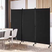 180cm Freestanding Room Divider 3 Panel Rolling Privacy Screens For Indoor - Black - View 5