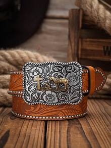 1pc Men's Western Style PU Leather Belt (Hole Punch Tool Included) - Miss - View 5