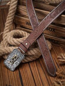 1pc Men's Western Style PU Leather Belt (Hole Punch Tool Included) - Miss - View 9