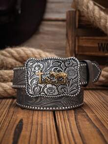 1pc Men's Western Style PU Leather Belt (Hole Punch Tool Included) - Miss - View 6