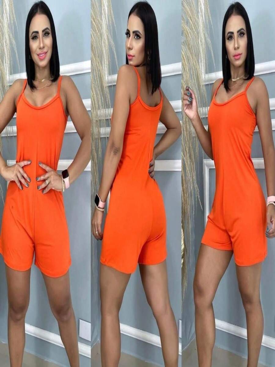 WOMEN'S THIN STRAP VISCOLYGRA JUMPSUIT - Naranja - Ver 1