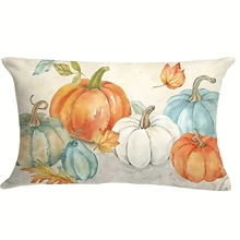 Vỏ gối trang trí trang trại mùa thu 12x20 inch - Họa tiết bí ngô mùa thu sống động, Gối sofa ngoài trời mềm mại và sang trọng cho những đêm mùa thu ấm cúng, (1 chiếc) Dễ sử dụng - Nhiều màu - Xem 1
