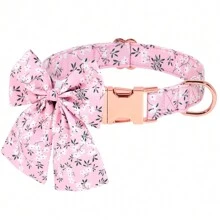 Collar de perro personalizado de nailon con estampado de lazo, correa para el cuello ajustable, anti-pérdida
