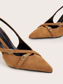 Brown Pointed Toe Criss Cross Strap Stiletto High Heel Sandals For Wedding Party