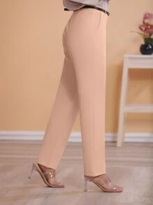 STYLE FASHION Wide Leg Pants With Belt / Color Military Green, Black, , Brown / Tailored / Wide Leg Pants / Summer Winter / Christmas Collection / Elegant / Casual / Stylish / Feminine / Christmas Look / Light / Comfortable / 2024 Collection - 杏色 - 查看 4