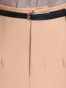 STYLE FASHION Wide Leg Pants With Belt / Color Military Green, Black, , Brown / Tailored / Wide Leg Pants / Summer Winter / Christmas Collection / Elegant / Casual / Stylish / Feminine / Christmas Look / Light / Comfortable / 2024 Collection - 杏色 - 查看 7