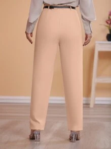 STYLE FASHION Wide Leg Pants With Belt / Color Military Green, Black, , Brown / Tailored / Wide Leg Pants / Summer Winter / Christmas Collection / Elegant / Casual / Stylish / Feminine / Christmas Look / Light / Comfortable / 2024 Collection - 杏色 - 查看 2