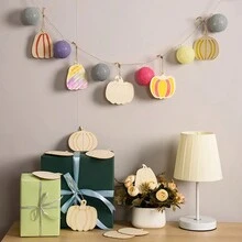 1 Stück unfertige Holz-Kürbis Hängedekoration für Halloween Party Dekoration