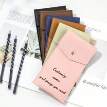 Túi đựng đồ dùng học tập tùy chỉnh, Túi đựng bút, Túi đựng kính, Túi đựng đồ dùng học tập đa năng dung tích lớn bằng da PU đơn giản hiện đại, Túi đựng đồ dùng học tập bằng da màu trơn cho sinh viên, Túi đựng kính - màu xanh lá - Xem 6