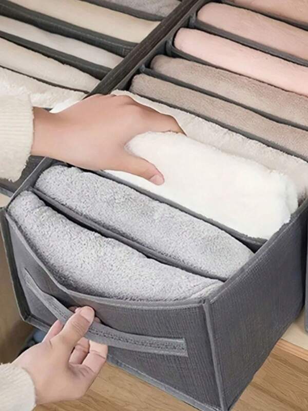 1 pieza, Caja de almacenamiento de ropa de gran capacidad, tipo cajón, artículo de organización del armario, caja de almacenamiento de tela para pantalones, decoración del hogar, decoración de festivales, decoración de habitaciones, decoración del dormitorio, almacenamiento de vestidos, pantalones, zapatos, vaqueros, botas, faldas, ropa de mujer de invierno, blusas blancas, pantalones negros