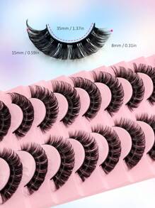Asiteo 10 Pairs D-Curl, Natural Look, Fluffy & Thick, Lightweight & Comfortable, Reusable Eyelashes, Create Charming Eye Makeup - Black - View 6