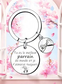 不锈钢钥匙扣爷爷生日、休闲、优雅派对礼品汽车配件包饰背包学校可爱哥特 Y2k 万圣节配饰教师节圣诞节礼物创意包挂绳带身份证夹汽车配件包饰 - 銀色 - 查看 4