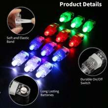 40 件/套派对 LED 手指灯，多色手指手电筒（随机颜色），电池供电发光手指环玩具，迷你手指灯，发光派对用品，适用于万圣节派对、圣诞派对、音乐节表演 - 彩色 - 查看 2