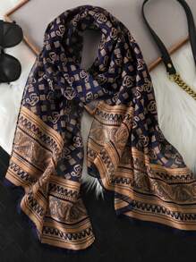 1PC Women's Small Size Thin Bohemian Vintage Wind And Snow Spinning Scarf, Light And Thin, Breathable And Smooth, Suitable For All Seasons, Can Be Used As A Shawl, Suitable For Sun Protection, Matching Clothes, And Holiday Dressing Winter Fall
